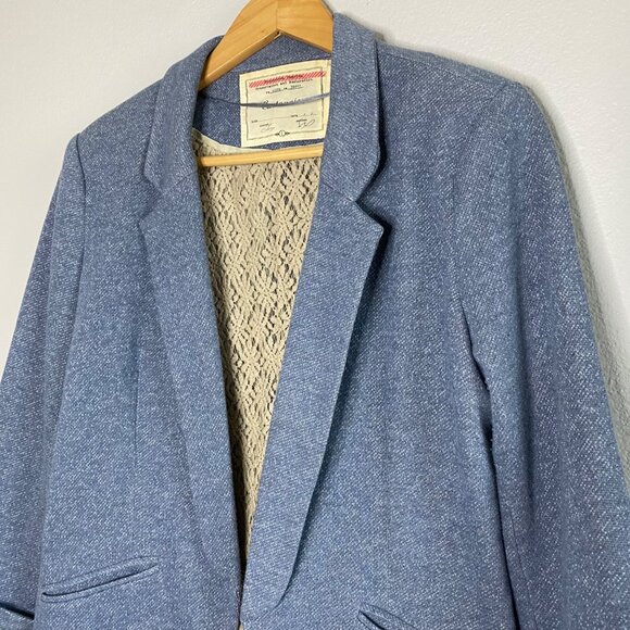 Anthropologie Cartonnier Light Blue Textured Casual Blazer - Picture 2 of 13